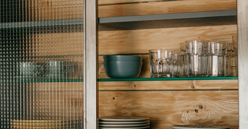 Image of etched glass in cabinetry