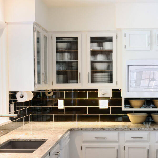 Patterned Glass On Kitchen Cabinets